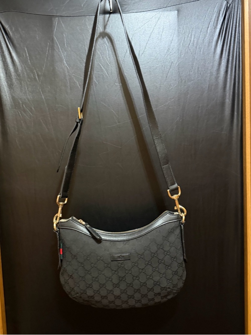 authentic Gucci Web Black Canvas Crossbody Bag - Picture 10 of 12